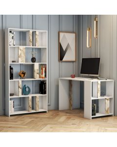 HANAH HOME Radni sto i polica Lima, bela mermerna