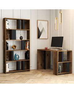 HANAH HOME Radni sto i polica Lima, braon/antracit