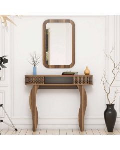 HANAH HOME Konzolni sto sa ogledalom Damla, braon