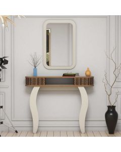 HANAH HOME Konzolni sto sa ogledalom Damla, braon/bela