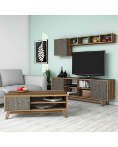 HANAH HOME Set nameštaja za dnevnu sobu Inci, braon/plava