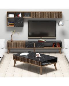 HANAH HOME Set nameštaja za dnevnu sobu Milan, braon/crna - 845HCT5252
