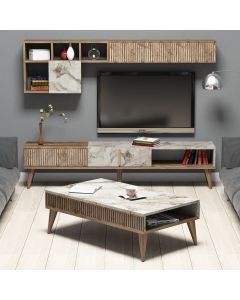 HANAH HOME Set nameštaja za dnevnu sobu Milano, braon/bela - 845HCT5253