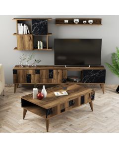 HANAH HOME Set nameštaja za dnevnu sobu Madrid, braon/crna - 845HCT5262