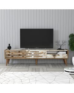 HANAH HOME TV komoda Valensiya, braon/bela mermerna