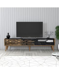 HANAH HOME TV komoda Valensiya, braon/crna mermerna