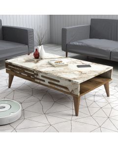 HANAH HOME Klub sto Valensiya, braon/bela/mermerna