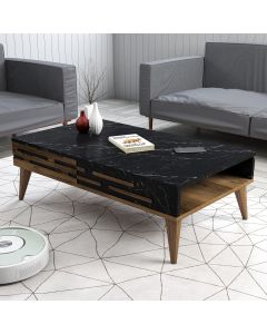 HANAH HOME Klub sto Valensiya, braon/crna/mermerna