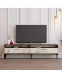 HANAH HOME TV komoda Istanbul 2, braon/bela mermerna