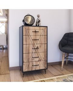 HANAH HOME Komoda Planet, svetlo braon/antracit