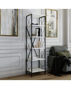 HANAH HOME Polica za knjige Suadiye, bela/crna - 854KLN3614