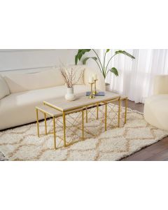 HANAH HOME Set klub stolova Defne 3/1, zlatna/krem