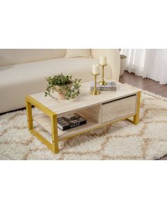 HANAH HOME Klub sto Haldizen, zlatna/krem