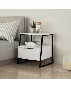 HANAH HOME Noćni ormarić Pal, bela/crna - 855DTE3547