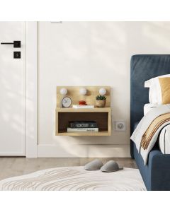 HANAH HOME Zidna noćna polica Treo LED, svetlo braon