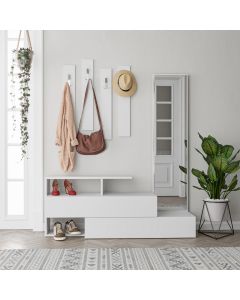 HANAH HOME Cipelarnik sa čivilukom i ogledalom Ramda, bela