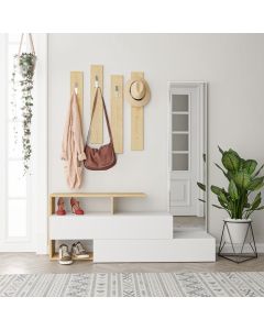 HANAH HOME Cipelarnik sa ogledalom i čivilukom Ramda, bež/bela