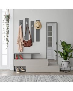 HANAH HOME Cipelarnik sa ogledalom i čivilukom Ramda, svetlo braon/antacit