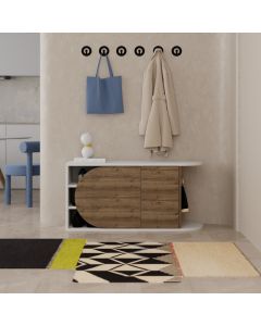 HANAH HOME Cipelarnik Nova Bench, bela/tamno braon