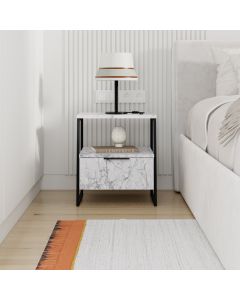 HANAH HOME Noćni ormarić Pal, mermer bela