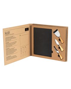 Castelli Set kamena ploča i 3 noža sa drvenim drškama za sireve Slate