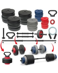 Iron Sport Set 88kg tegova i 2+1 šipka (7 in 1) - KOMTE07