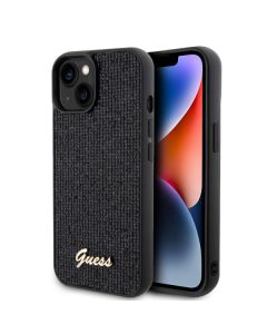 LICENSED GUESS GUESS maska za iPhone 15 Plus DISCO SCRIPT METAL, crna - GUHCP15MPMSDGSK