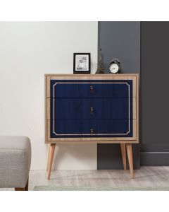 HANAH HOME Komoda za spavaću sobu Trio - 620, svetlo braon/plava