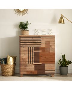HANAH HOME Komoda za spavaću sobu  Leva Gravis Colorblock, braon
