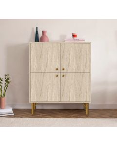 HANAH HOME Komoda za dnevnu sobu Multilux, krem/zlatna