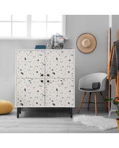 HANAH HOME Komoda za dnevnu sobu Multilüx Terrazzo, bela/šareno