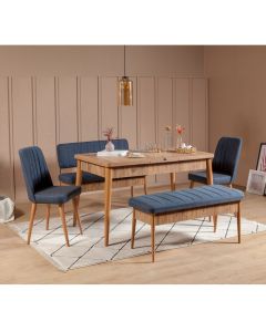 HANAH HOME Set trpezarijski sto i stolice Vina, krem/tamno plava