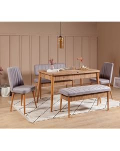 HANAH HOME Set trpezarijski sto i stolice Vina, krem/siva