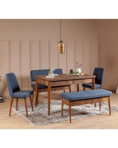 HANAH HOME Set trpezarijski sto i stolice Vina, braon/tamno plava