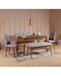 HANAH HOME Set trpezarijski sto i stolice Vina, braon/siva - 869VEL5141