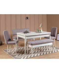 HANAH HOME Set trpezarijski sto i stolice Vina, bela/krem