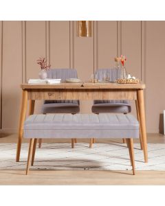 HANAH HOME Set trpezarijski sto i stolice Vina 0701, siva