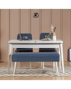 HANAH HOME Set trpezarijski sto i stolice Vina 1048, bela/tamno plava