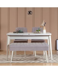 HANAH HOME Set trpezarijski sto i stolice Vina 0701, bela/siva