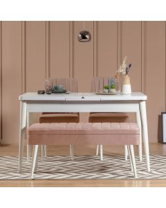 HANAH HOME Set trpezarijski sto i stolice Vina 0900, bela/krem