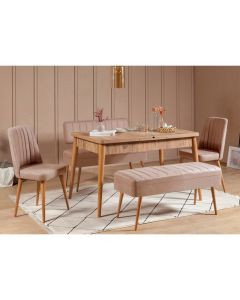 HANAH HOME Set trpezarijski sto i stolice Vina 0900, krem