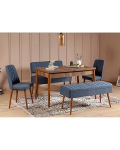 HANAH HOME Set trpezarijski sto i stolice Vina 1048, braon/tamno plava