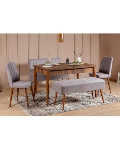 HANAH HOME Set trpezarijski sto i stolice Vina 0701, braon/siva