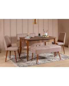 HANAH HOME Set trpezarijski sto i stolice Vina 0900, braon/krem