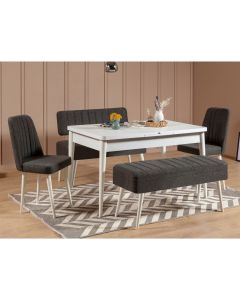 HANAH HOME Set trpezarijski sto i stolice Vina 1053, antracit/bela