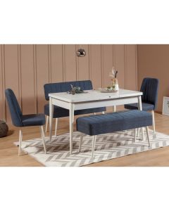 HANAH HOME Set trpezarijski sto i stolice Vina 1048, bela/tamno plava