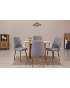HANAH HOME Set trpezarijski sto i stolice Vina 0701, braon/siva