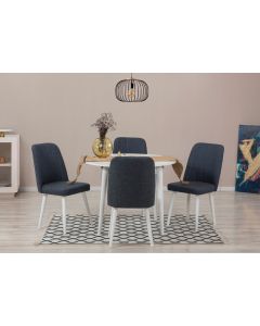 HANAH HOME Set trpezarijski sto i stolice Vina 1048, bela/tamnoplava