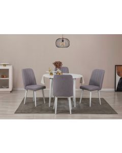 HANAH HOME Set trpezarijski sto i stolice Vina 0701, bela/siva