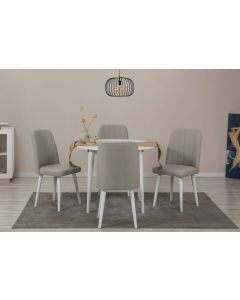 HANAH HOME Set trpezarijski sto i stolice Vina 1005 5, bela/krem